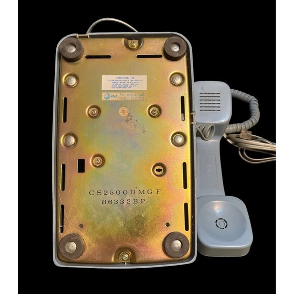 Vintage AT&T Traditional 100 Blue Push Button Phone Corded Landline - Picture 3 of 5